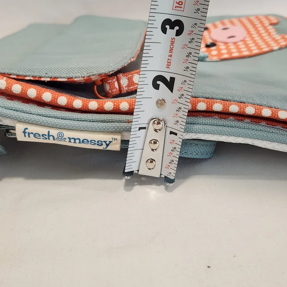 SugarBooger Fresh & Messy Organizer Blue Canvas Pig Bag Orange Polka Dot‎